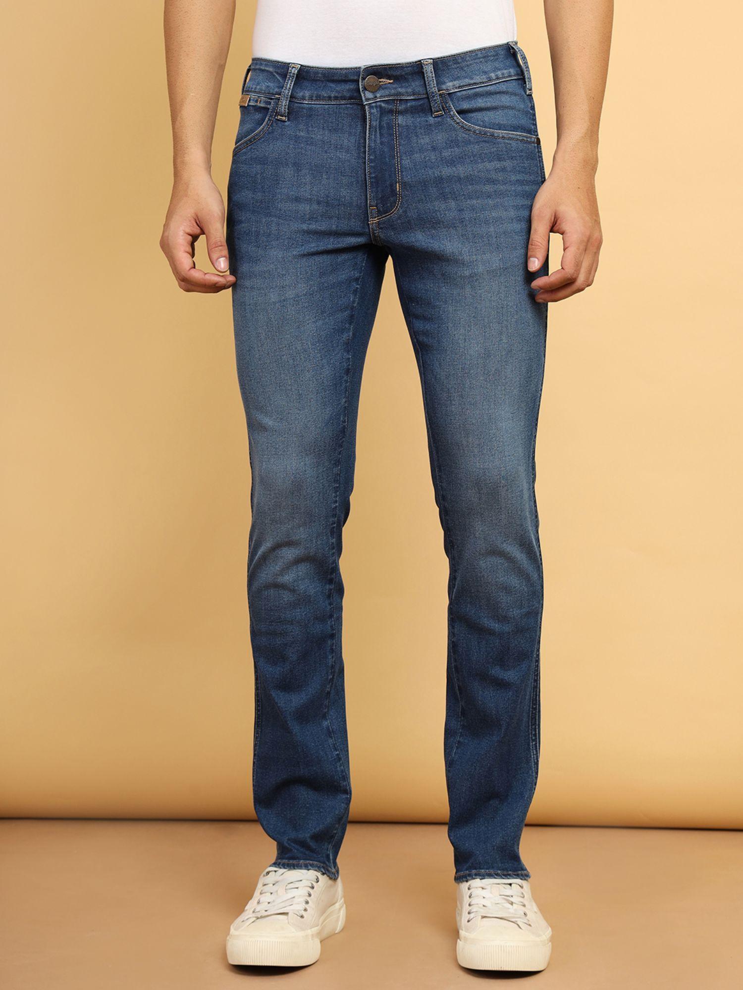 men's blue skanders slim fit low rise light fade jeans