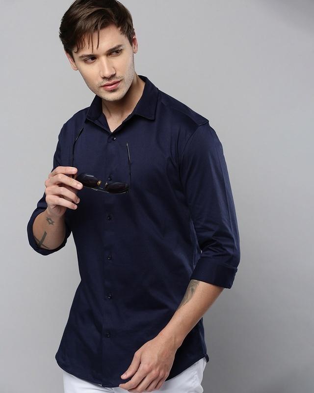 men's blue slim fit shirt