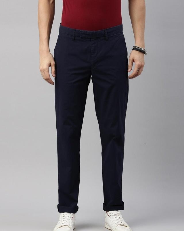 men's blue slim fit trousers