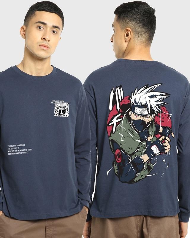 men's blue son of white fang graphic printed oversized t-shirt