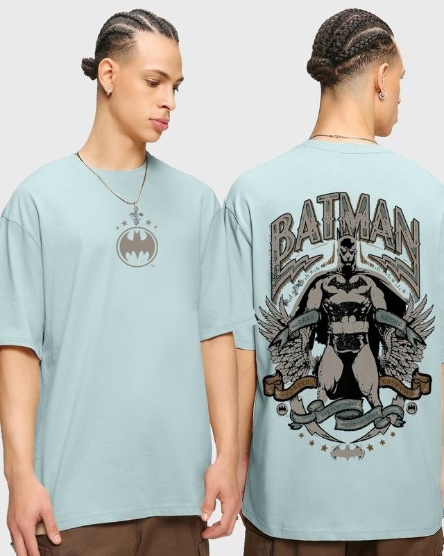 men's blue the dark knight graphic printed oversized t-shirt