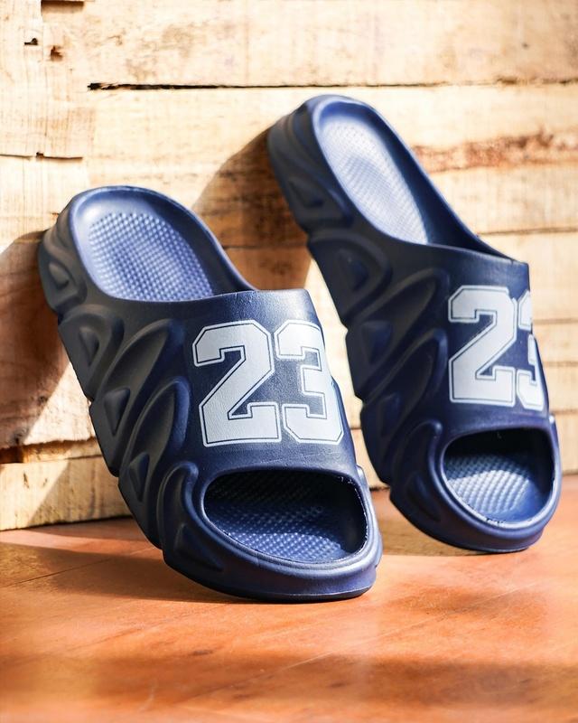 men's blue typography sliders