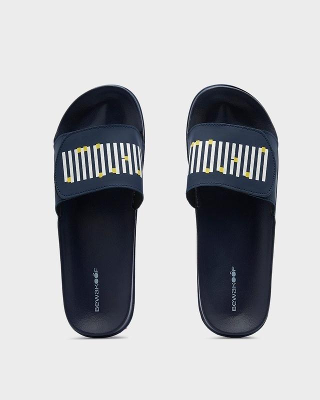 men's blue unknown printed velcro sliders