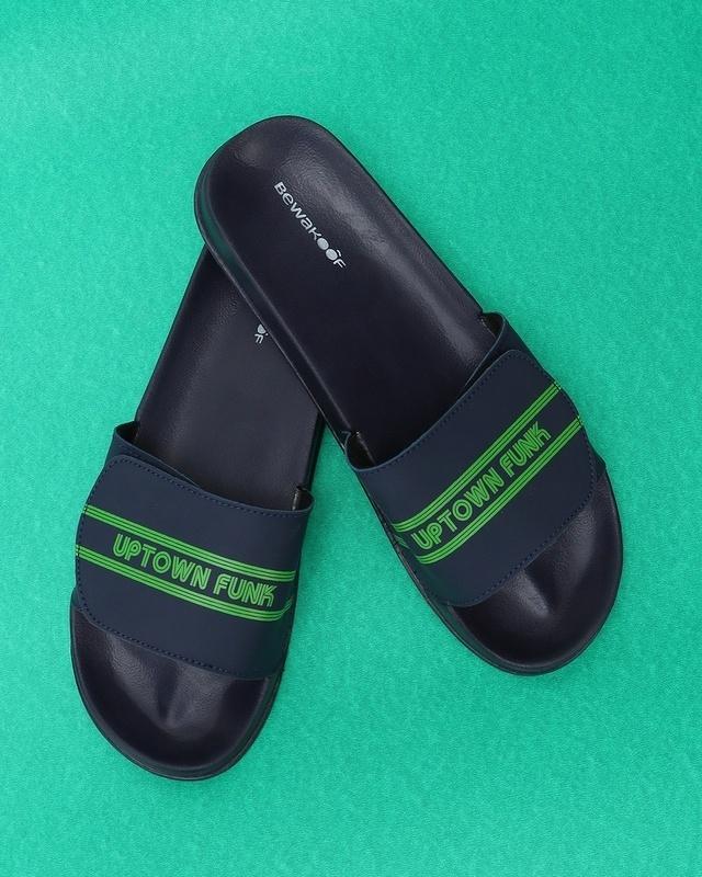 men's blue uptown funk velcro sliders