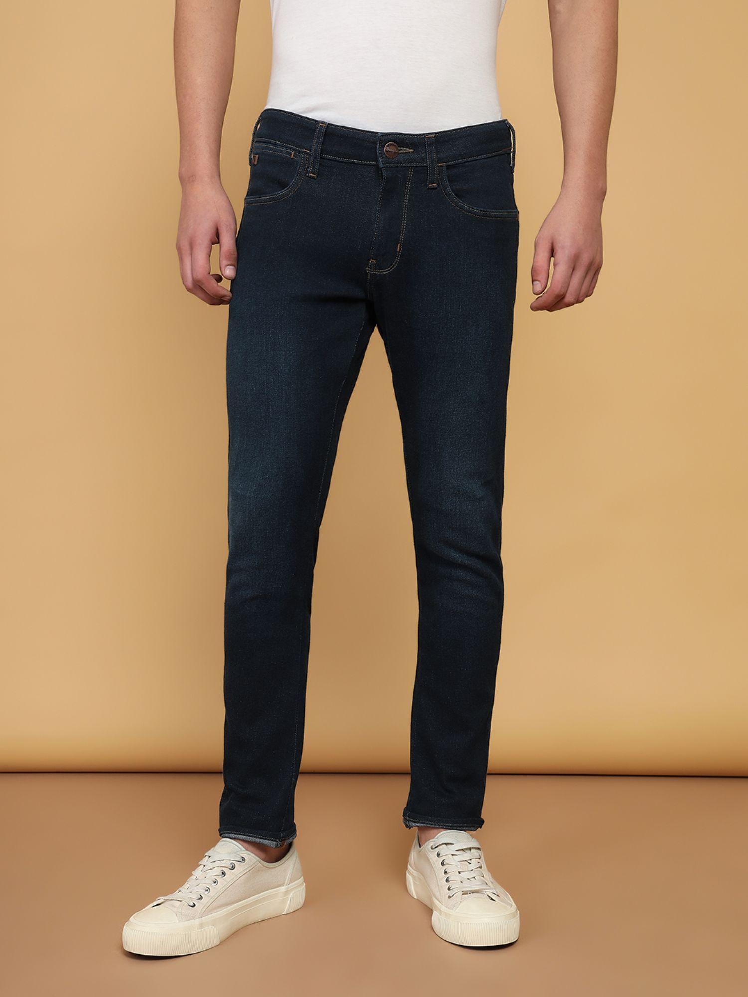 men's blue vegas skinny fit low rise jeans