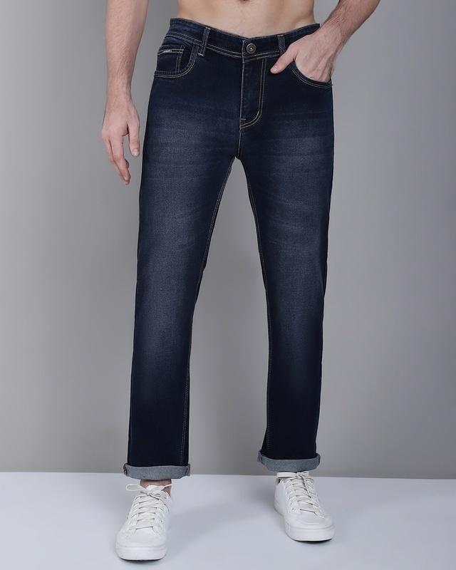 men's blue washed jeans