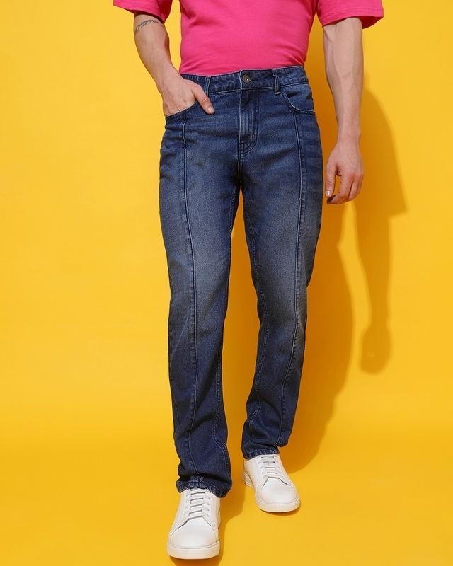 men's blue washed jeans