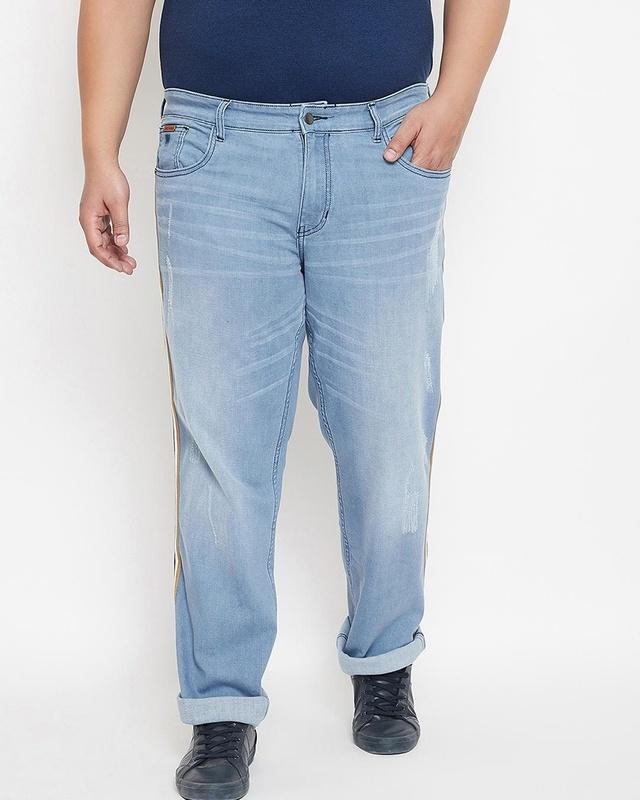 men's blue washed plus size jeans