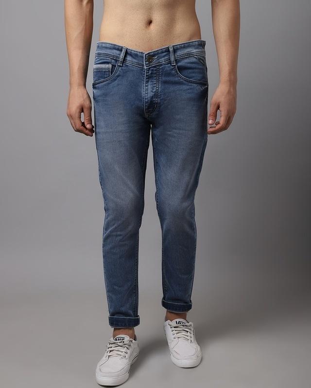 men's blue washed slim fit jeans