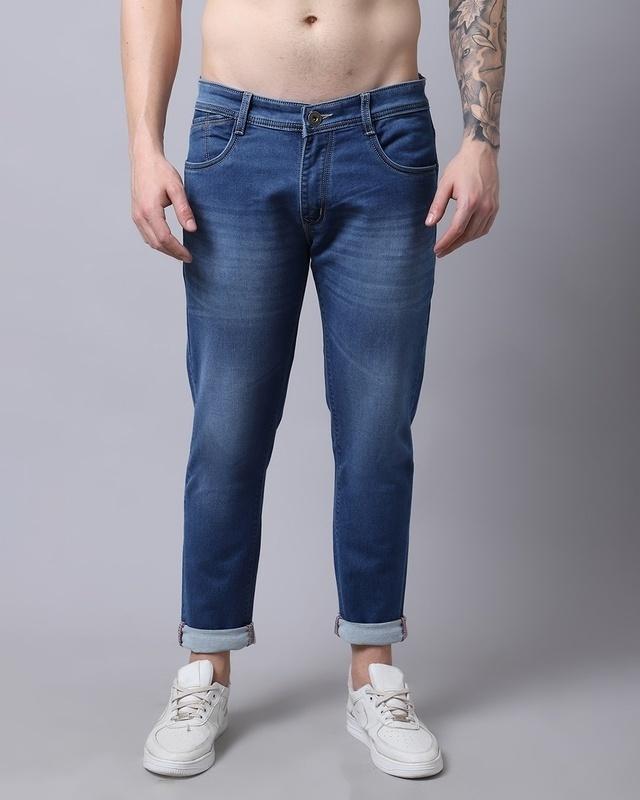 men's blue washed slim fit jeans