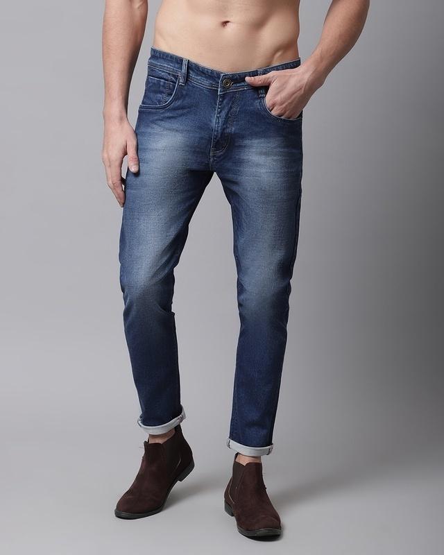 men's blue washed slim fit jeans