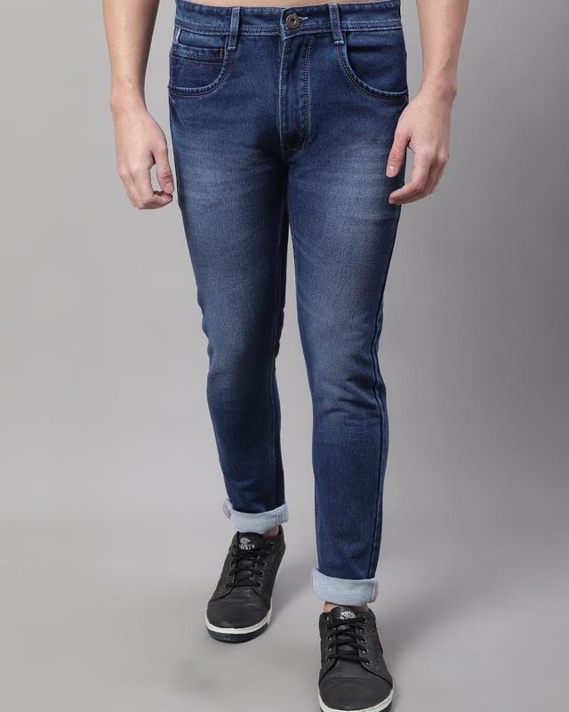 men's blue washed slim fit jeans