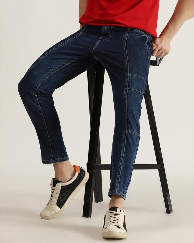 men's blue washed slim fit jeans