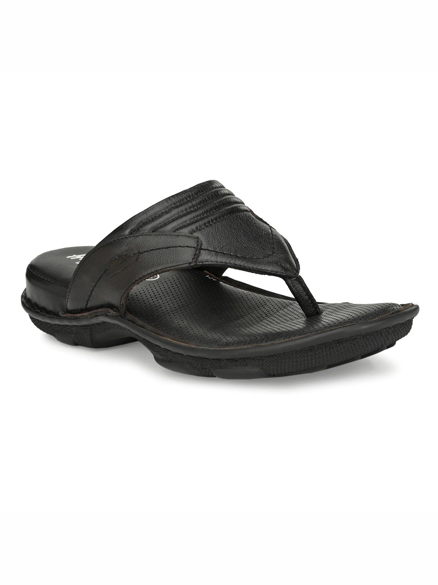 men's brown leather comfort sandals with velcro closure