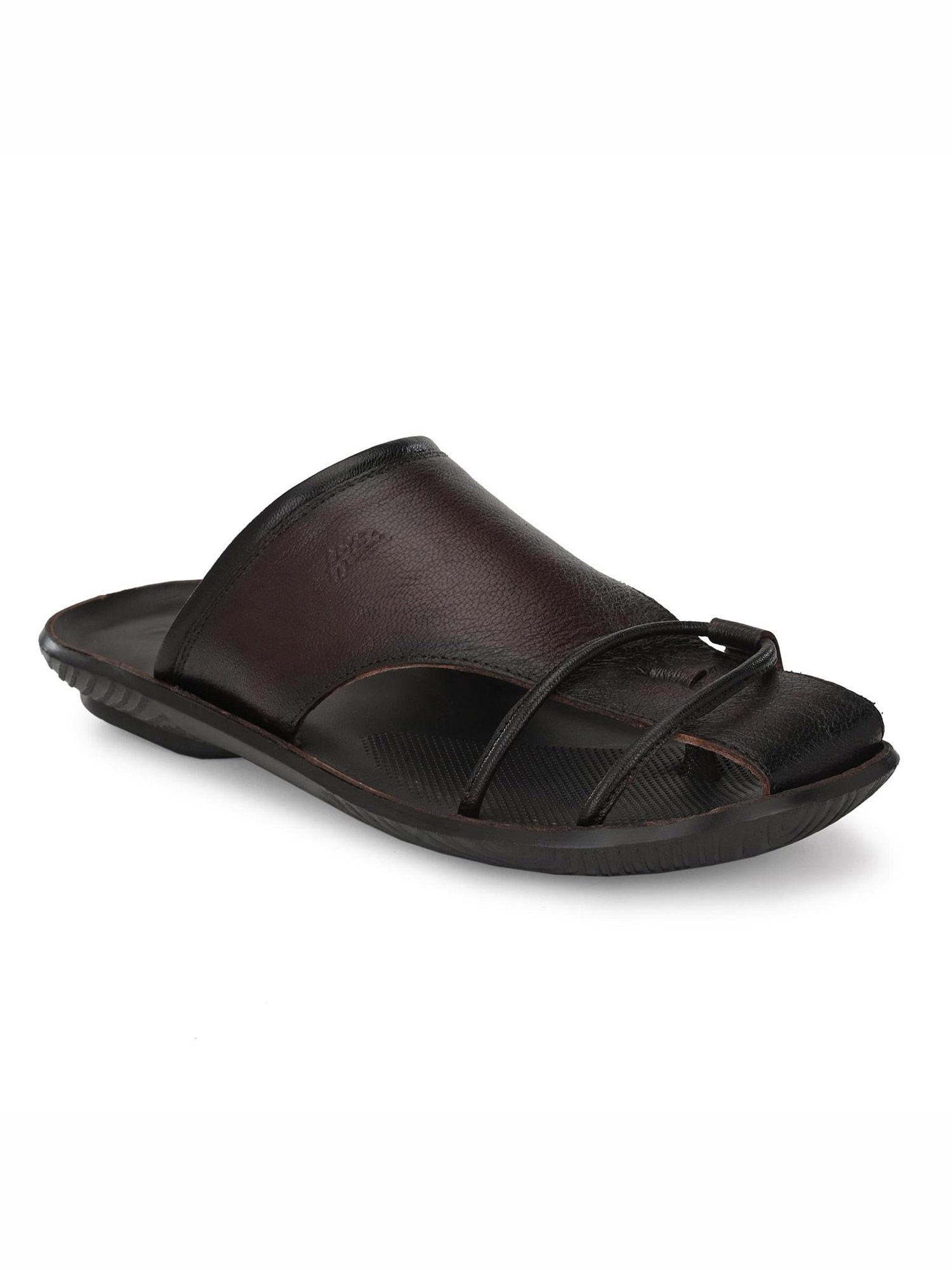 men's brown leather indoor outdoor comfort slippers