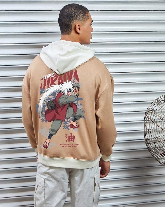 men's brown legendary sanin graphic printed oversized hoodies