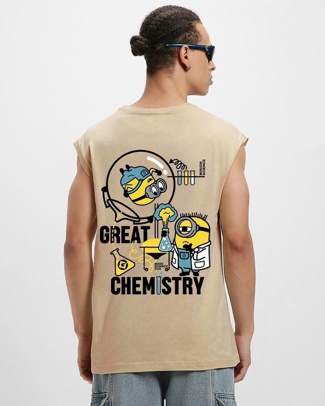 men's brown minions great chemistry graphic printed boxy fit vest