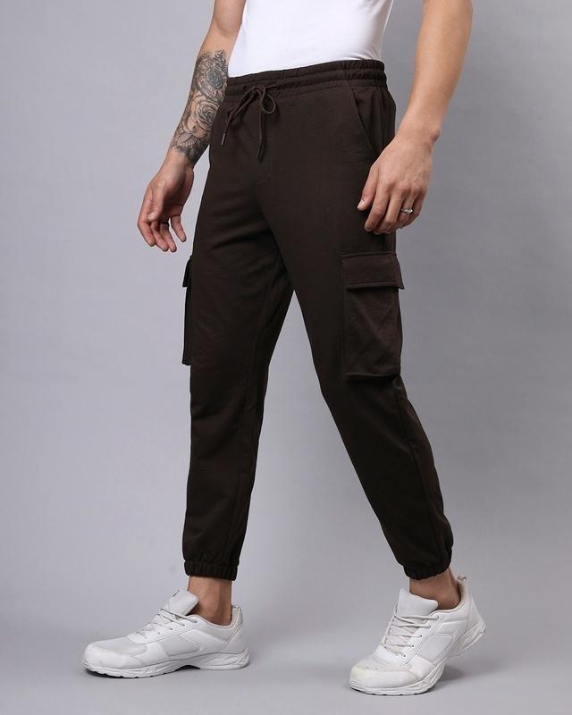 men's brown oversized cargo joggers