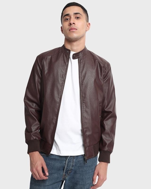 men's brown pu jacket