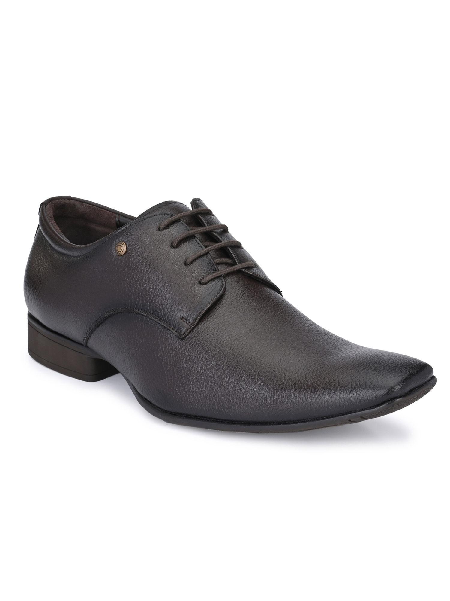 men's brown synthetic lace-up formal shoes