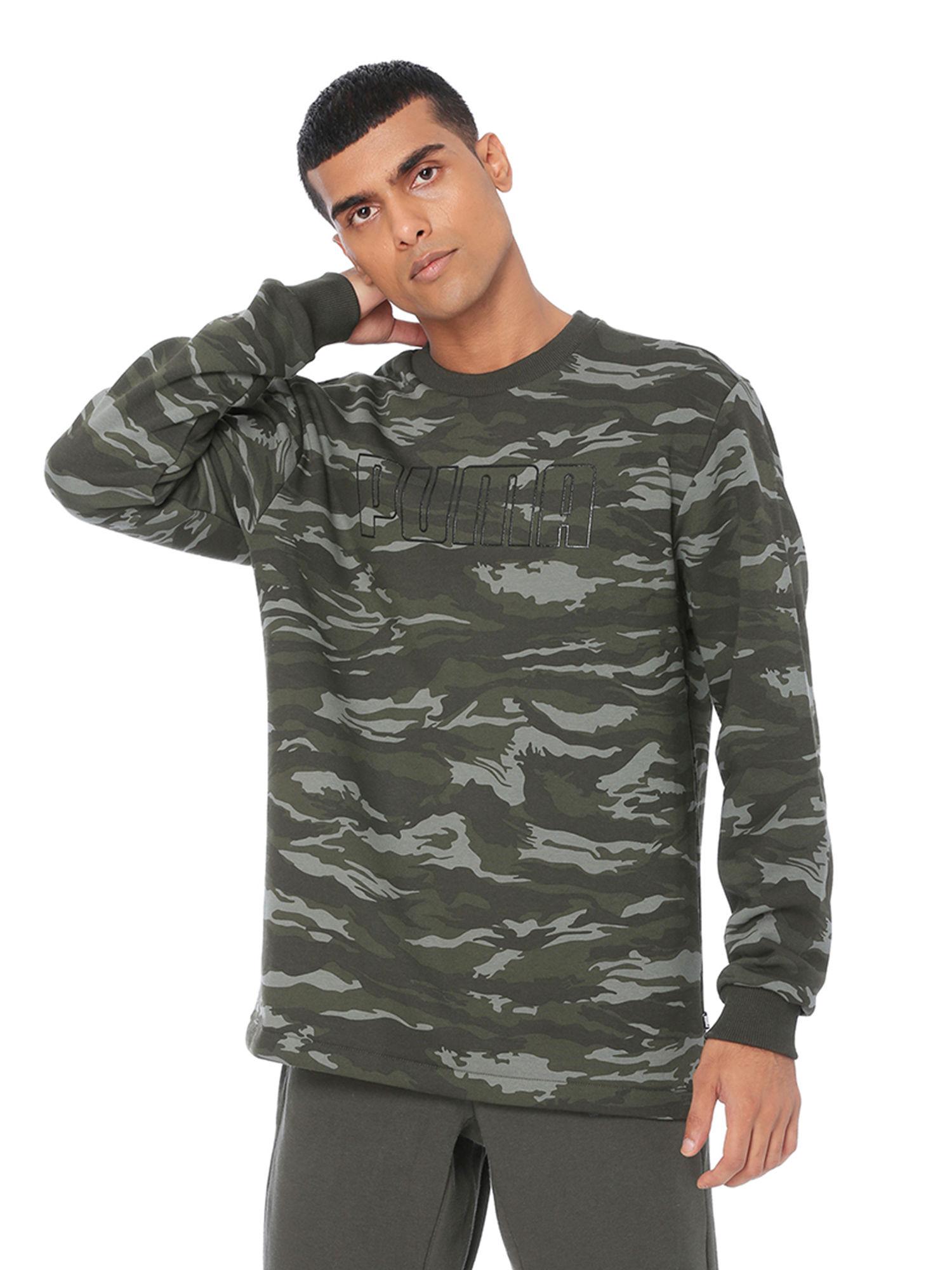 men's camo fleece crewneck sweatshirt