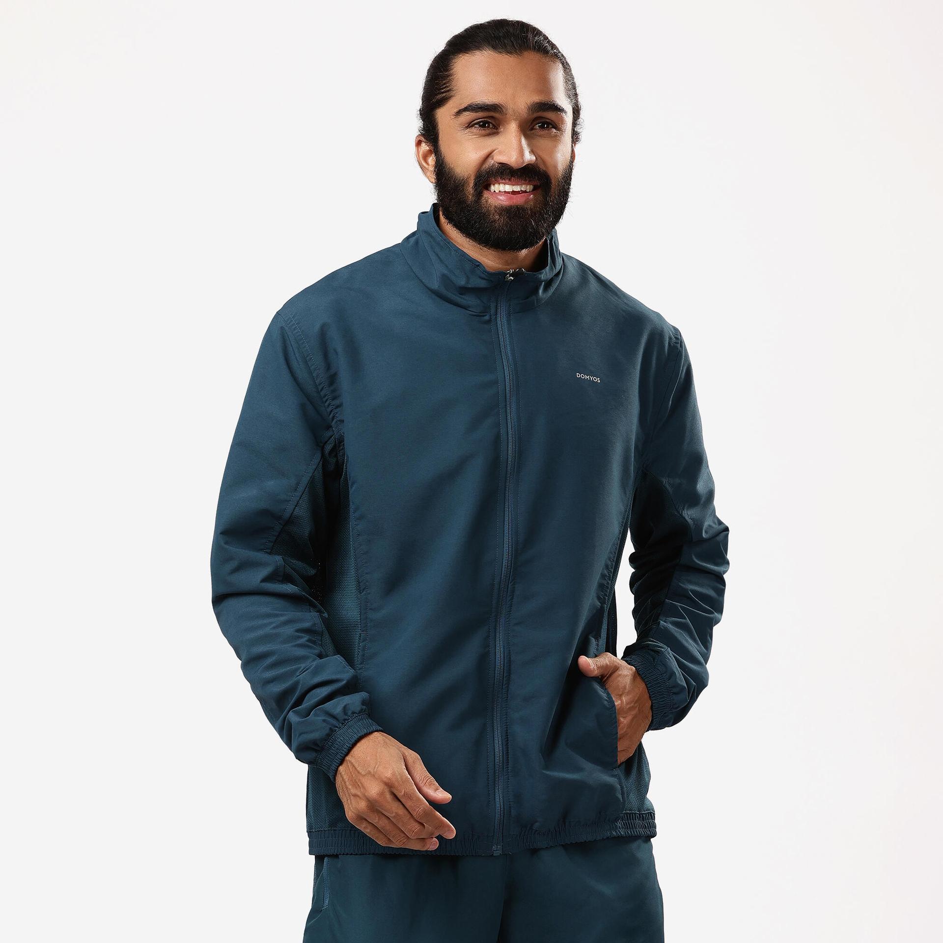 men's cardio fitness tracksuit jacket fja 100 - blue