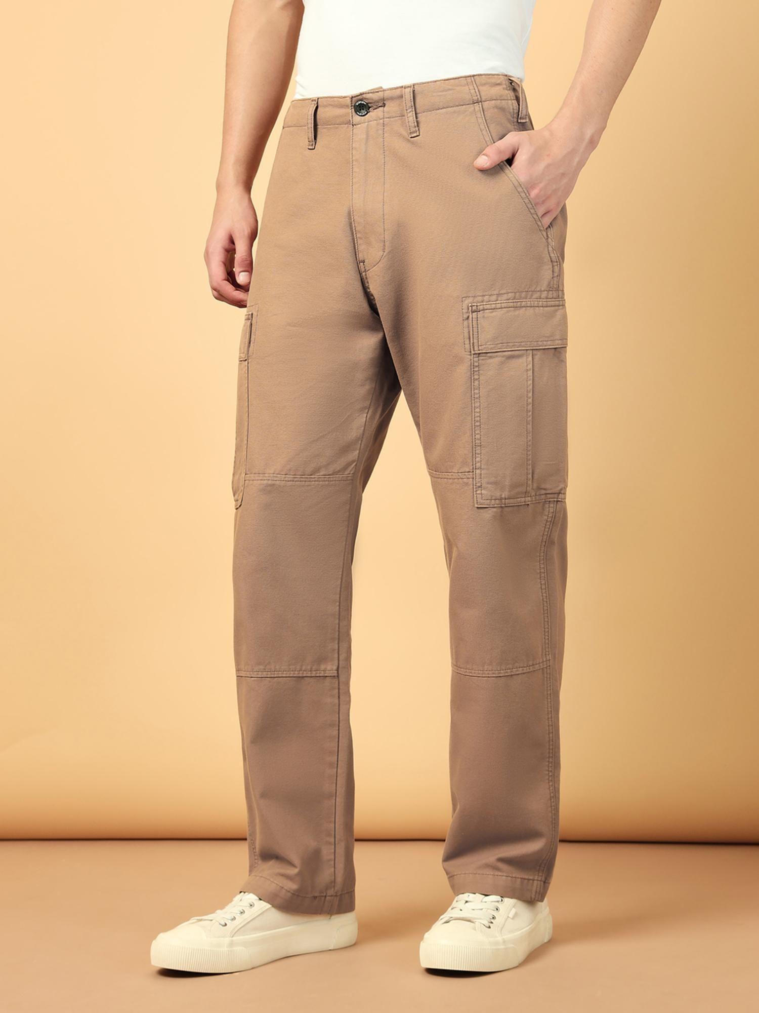 men's cargo khaki coloured trousers (loose)