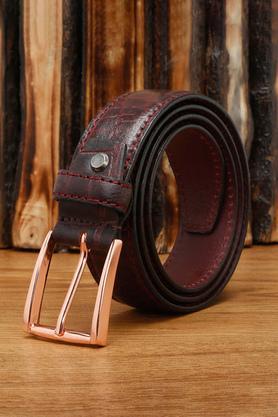 men's casual italian leather belt (rosewood) - maroon