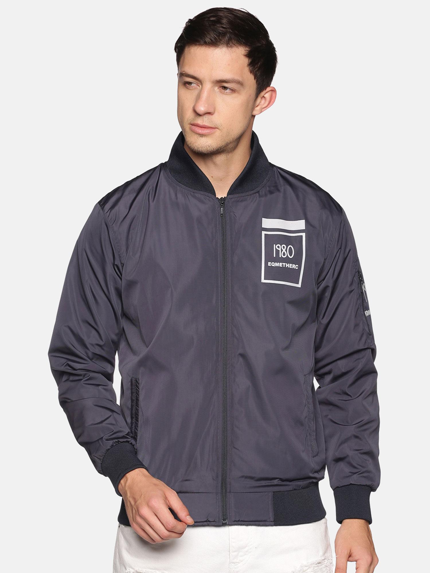 men's casual navy solid jacket
