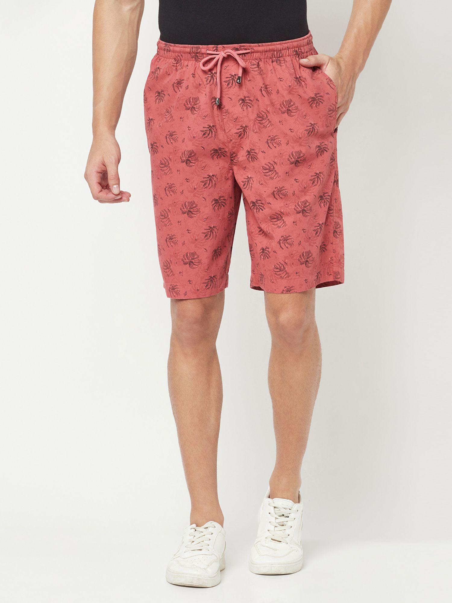 men's coral printed lounge shorts