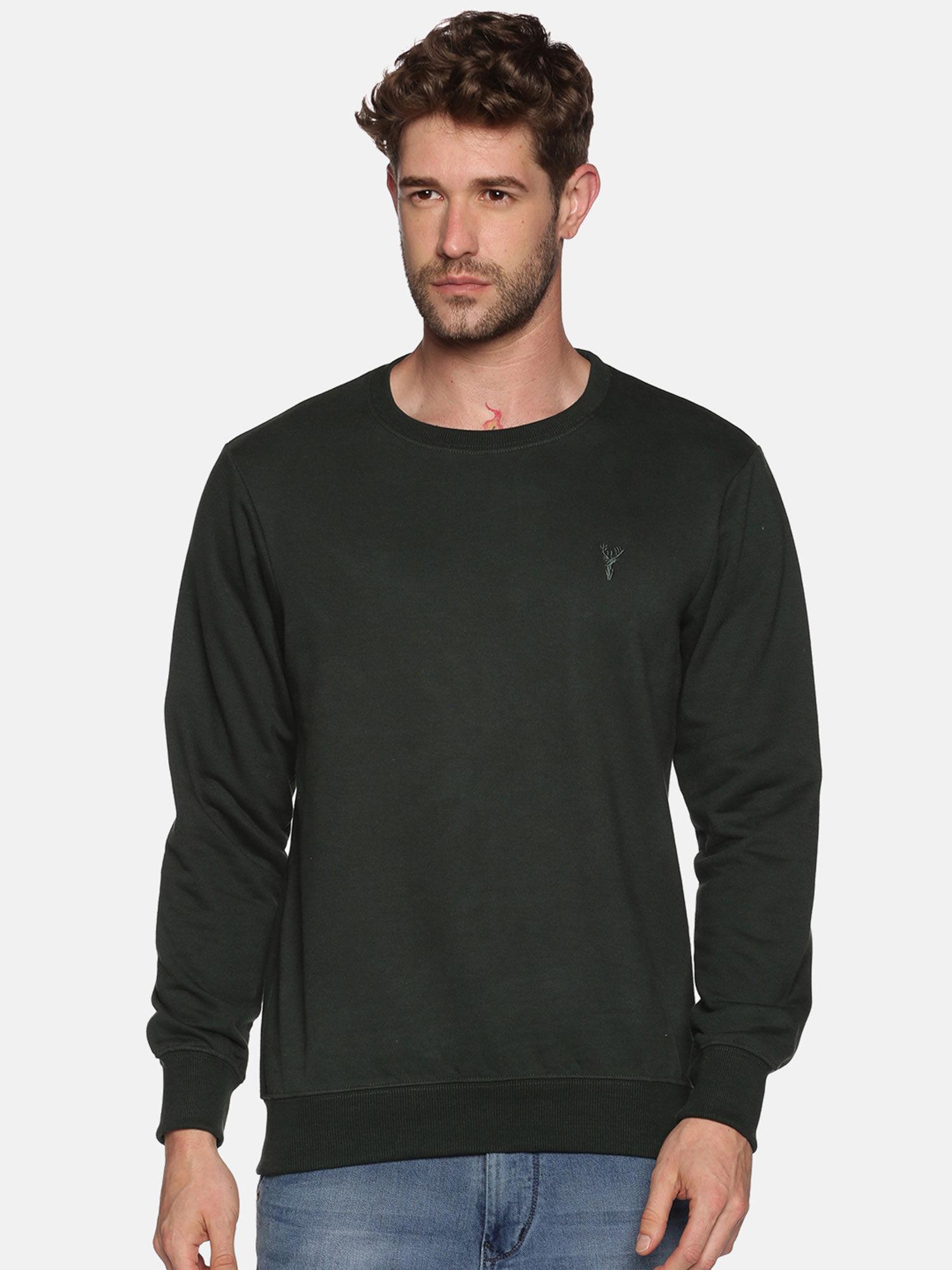 men's cotton casual dark green sweatshirt