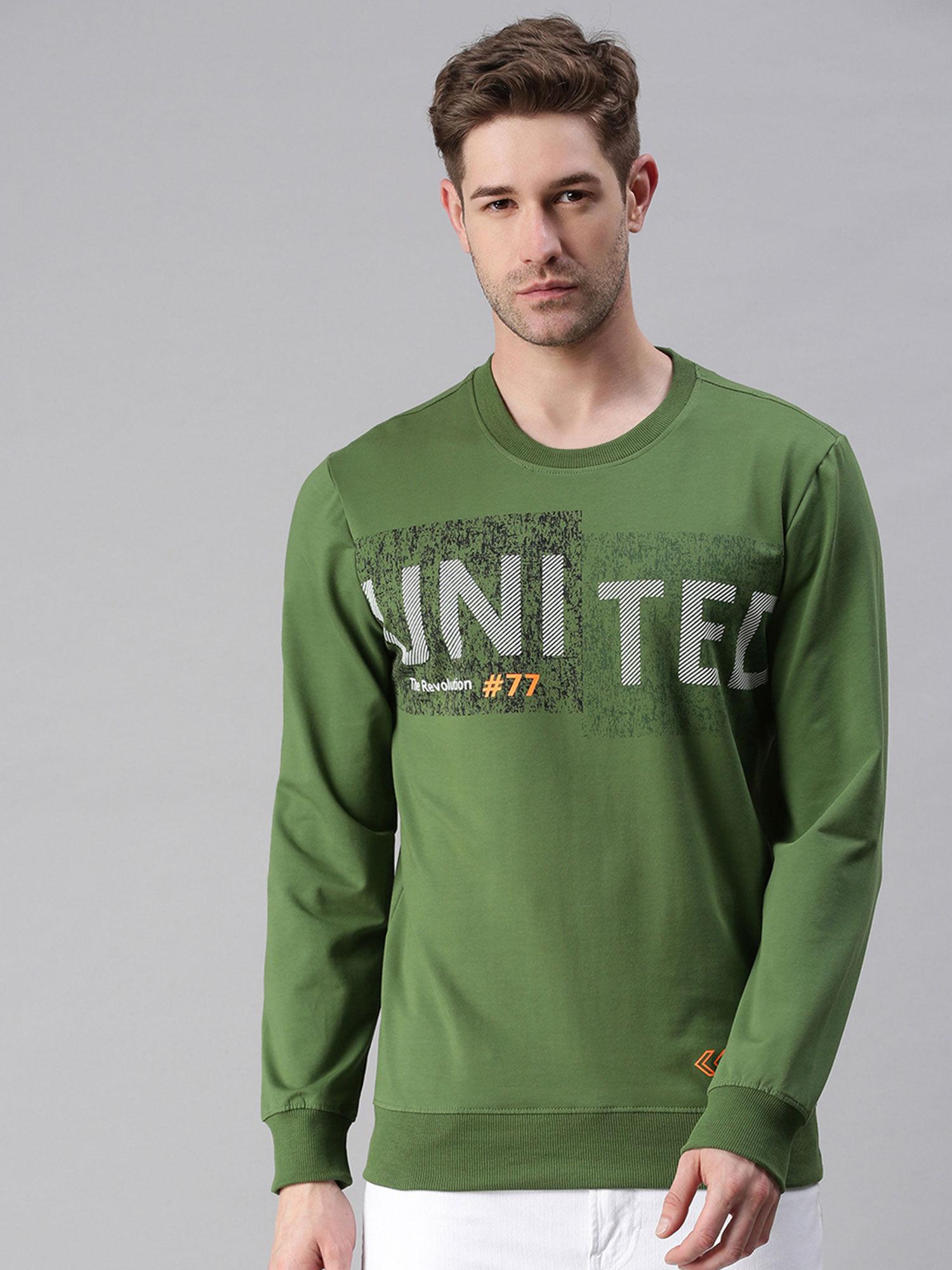 men's cotton casual green sweatshirt