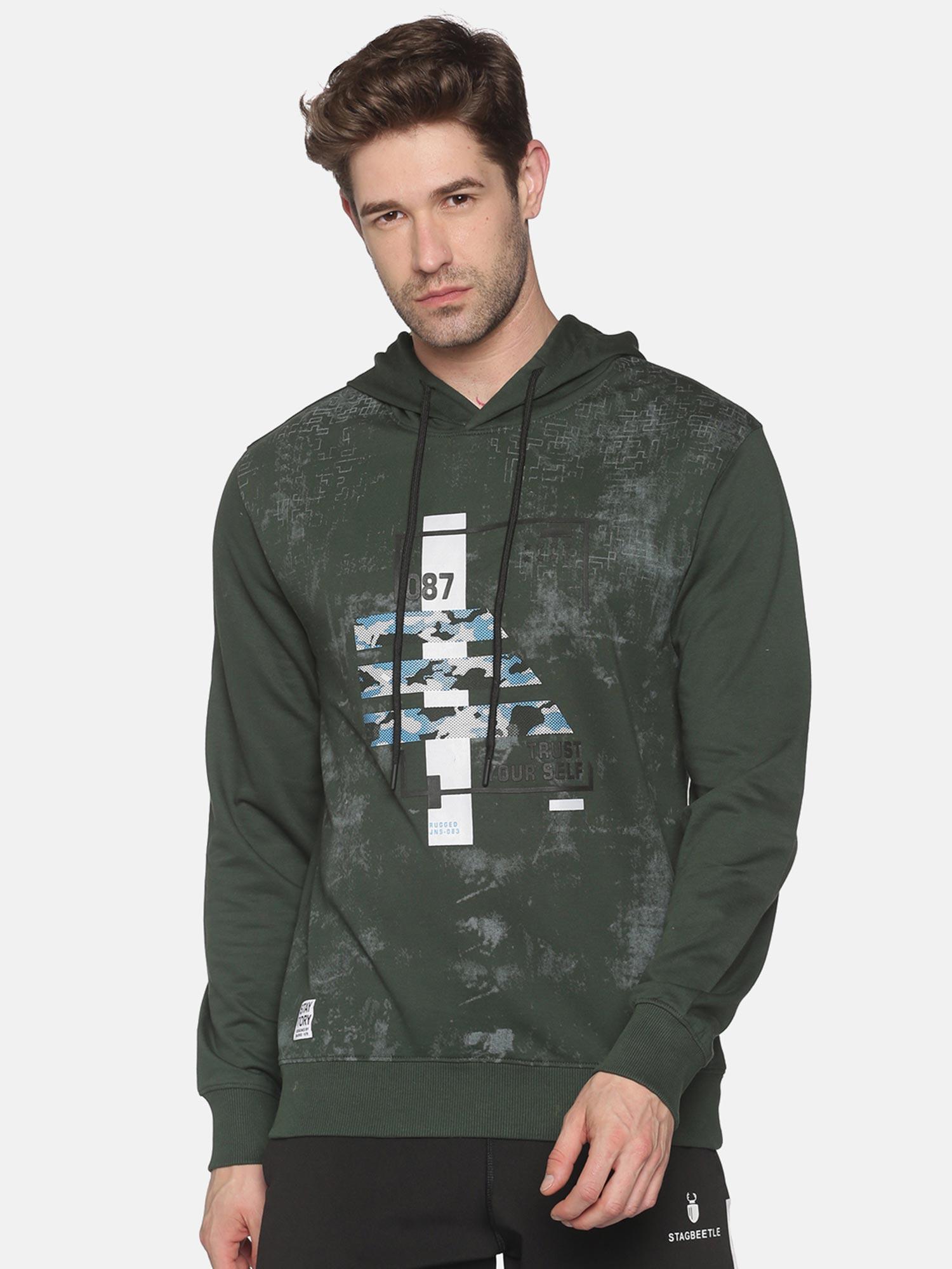 men's cotton casual green sweatshirt