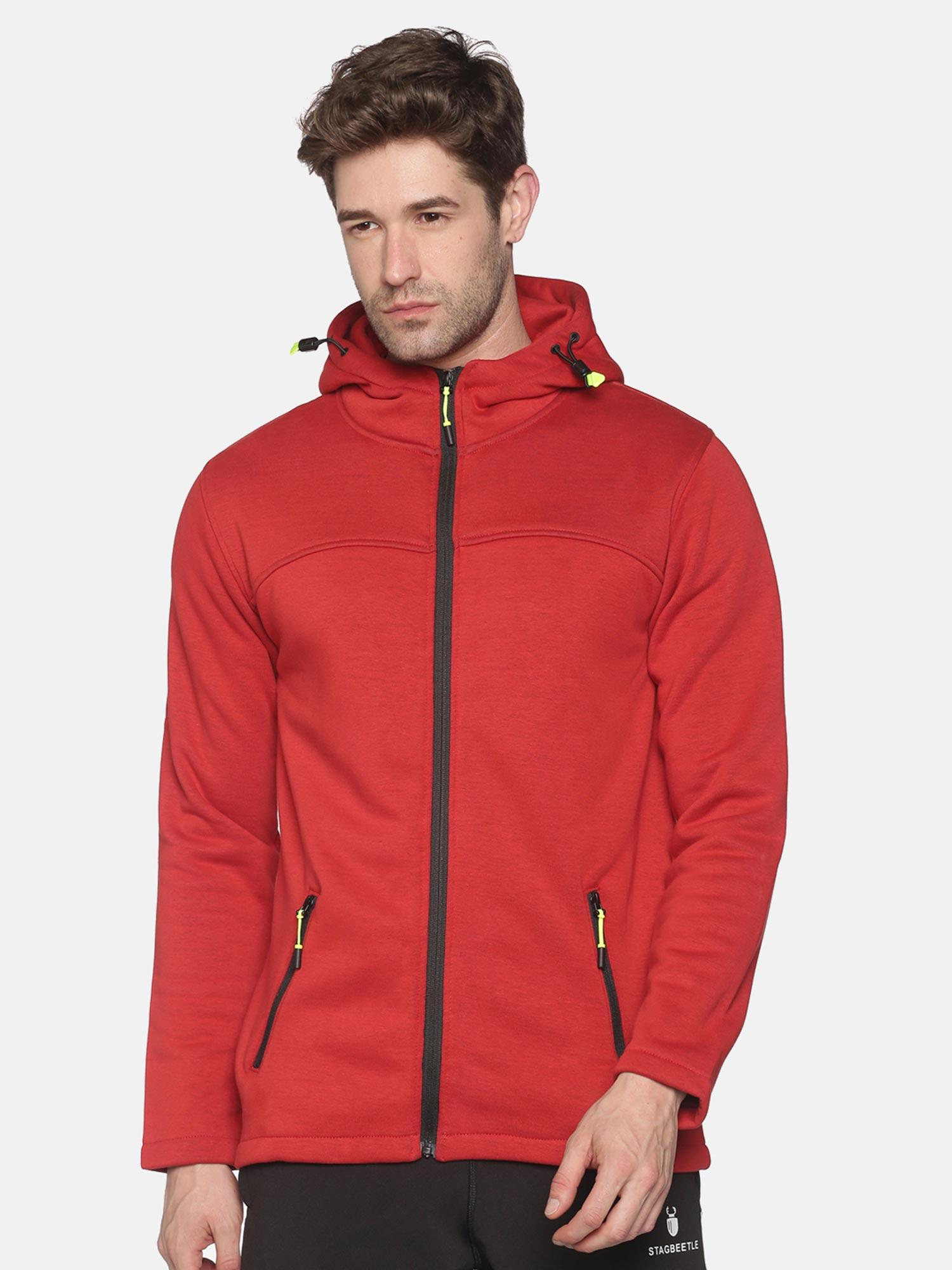 men's cotton casual red sweatshirt