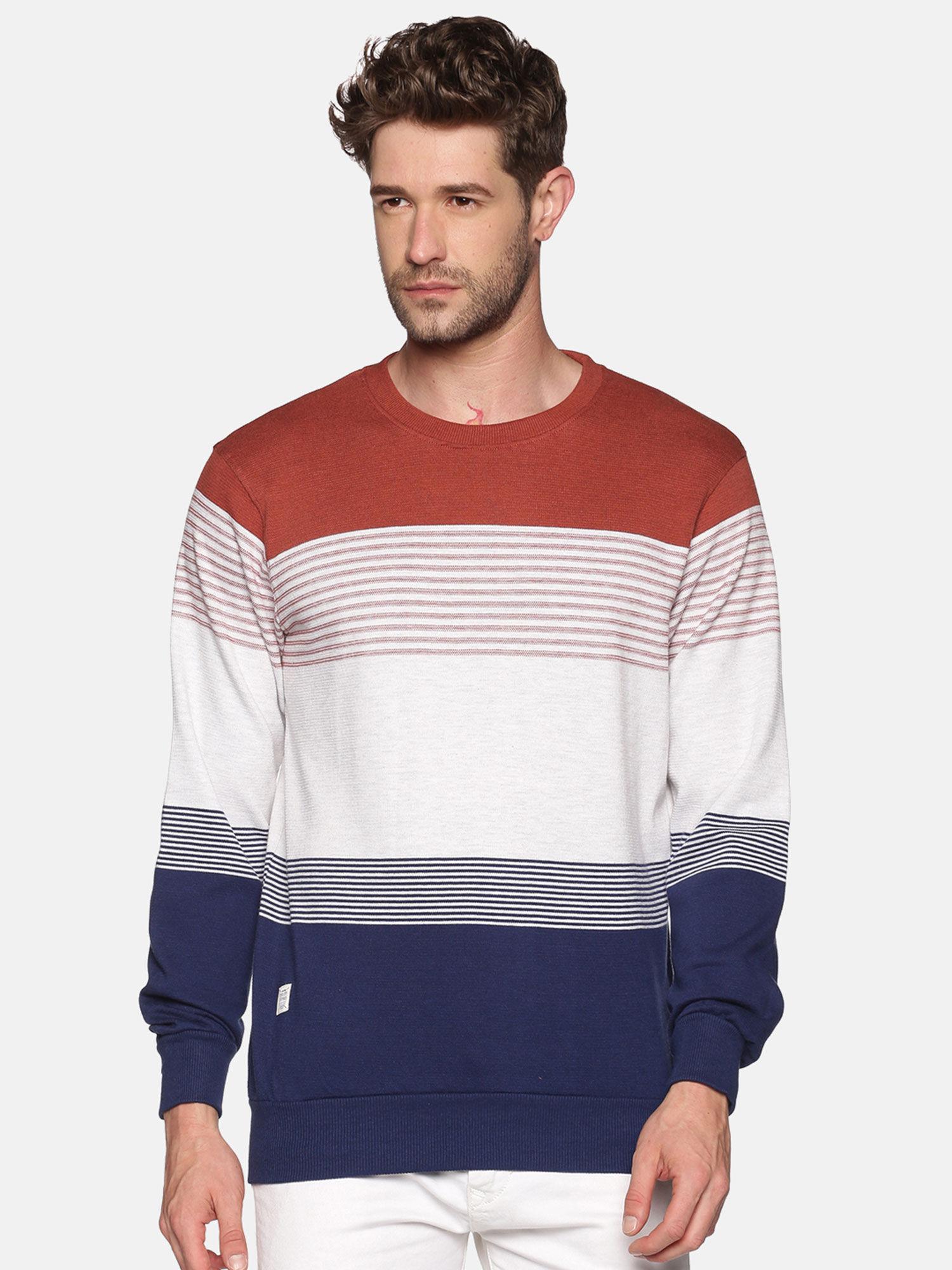 men's cotton casual rust navy sweatshirt