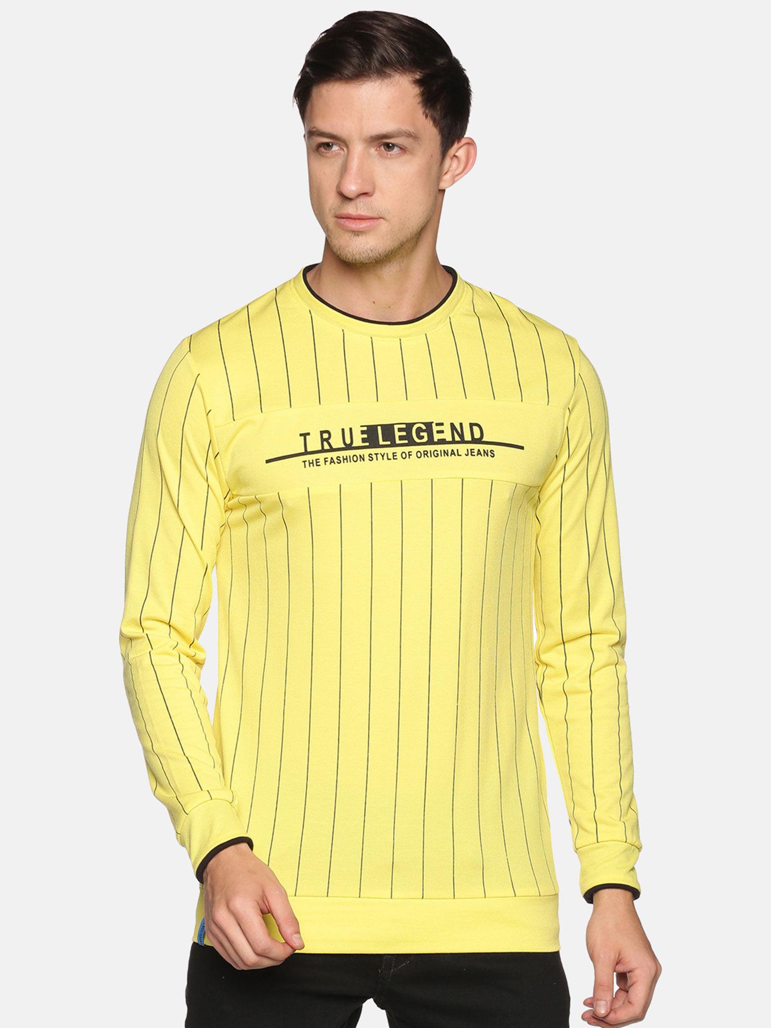 men's cotton casual yellow sweatshirt
