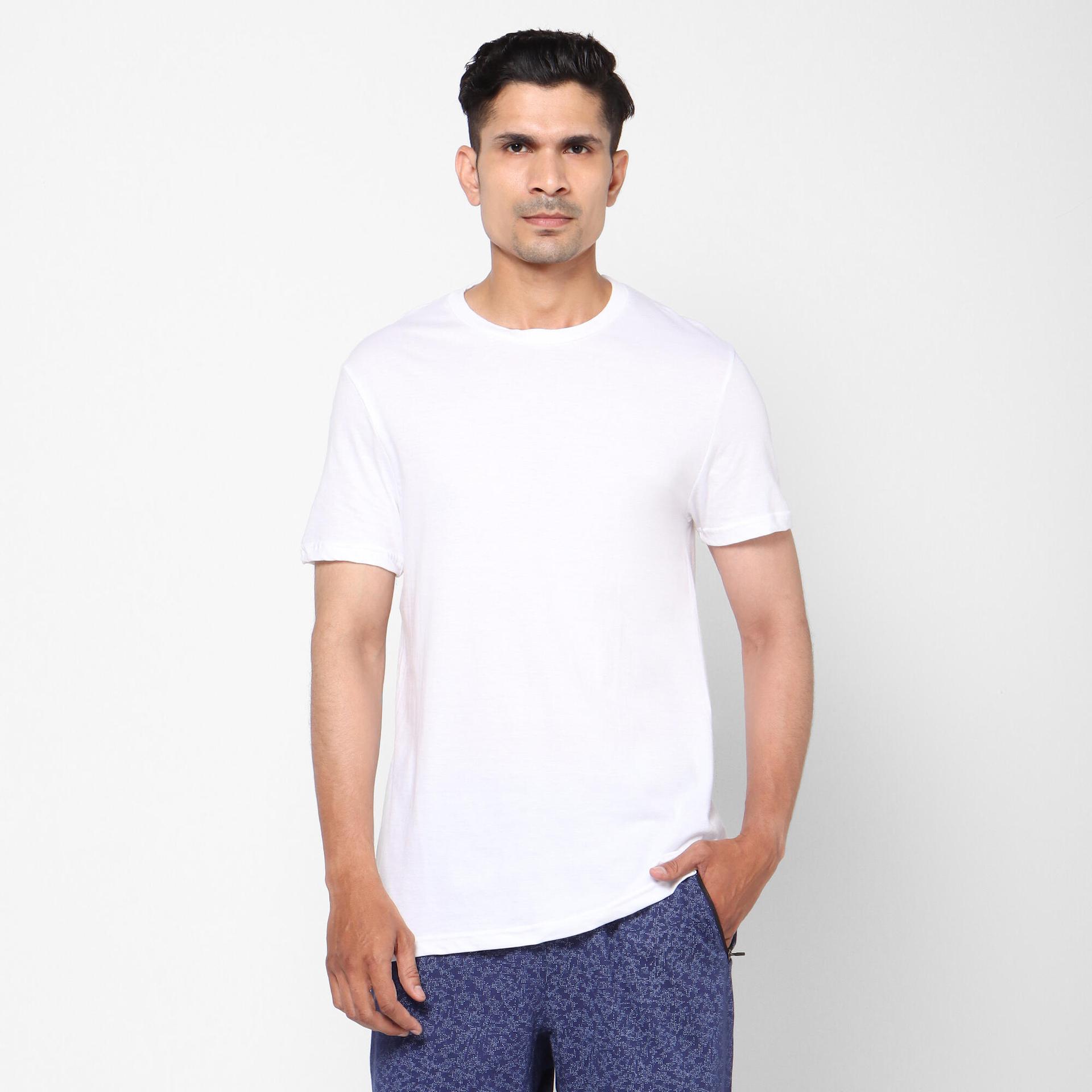men's cotton gym t-shirt regular fit sportee - white