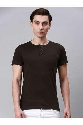 men's cotton half sleeves pocket t-shirt - brown