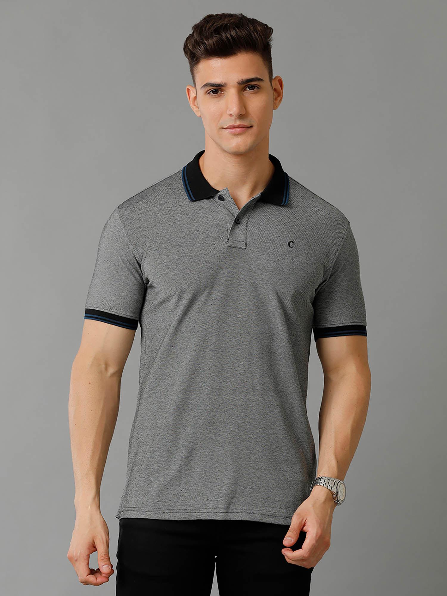 men's cotton linen black solid t-shirt