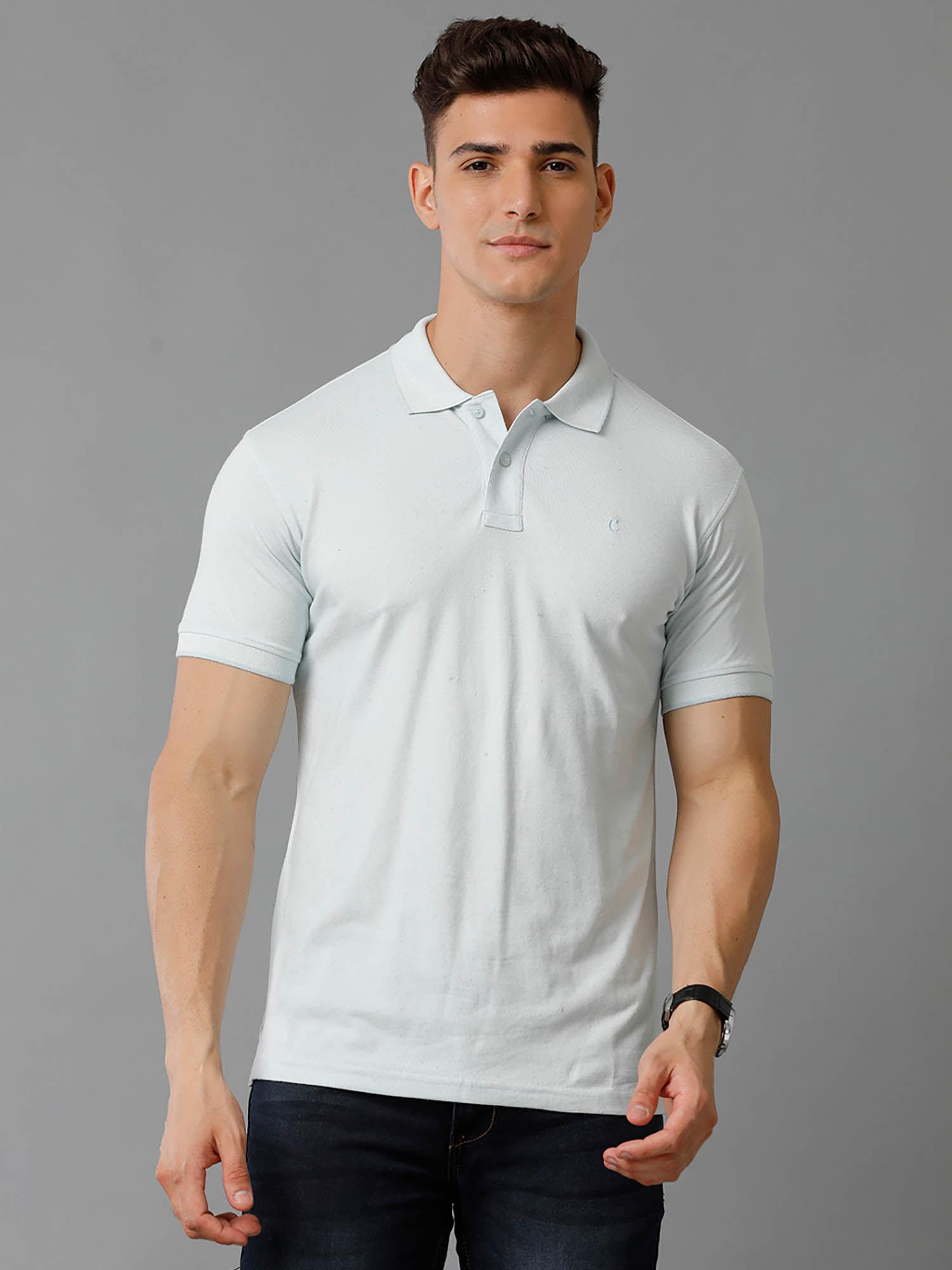 men's cotton linen blue solid t-shirt