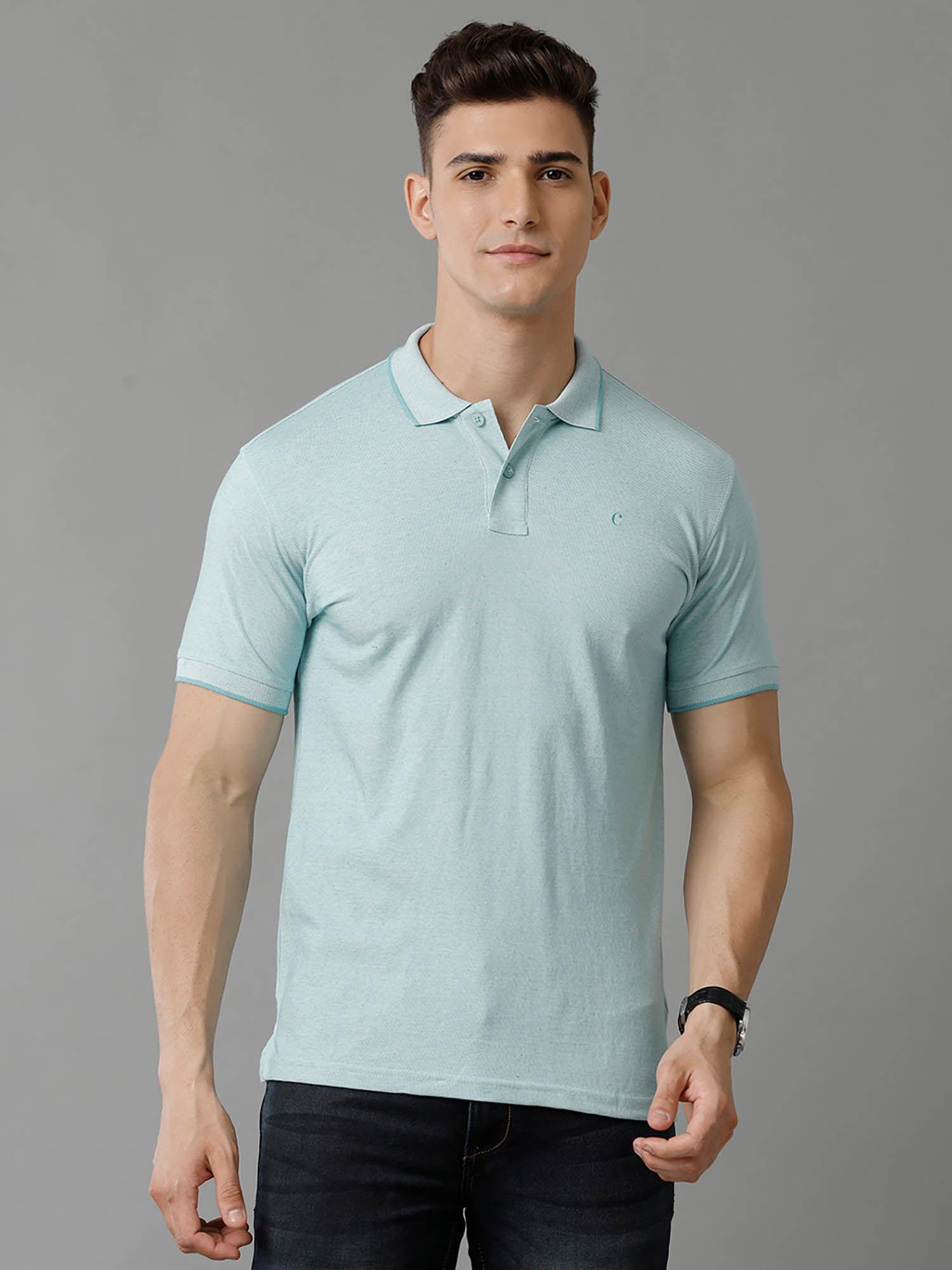 men's cotton linen green solid t-shirt