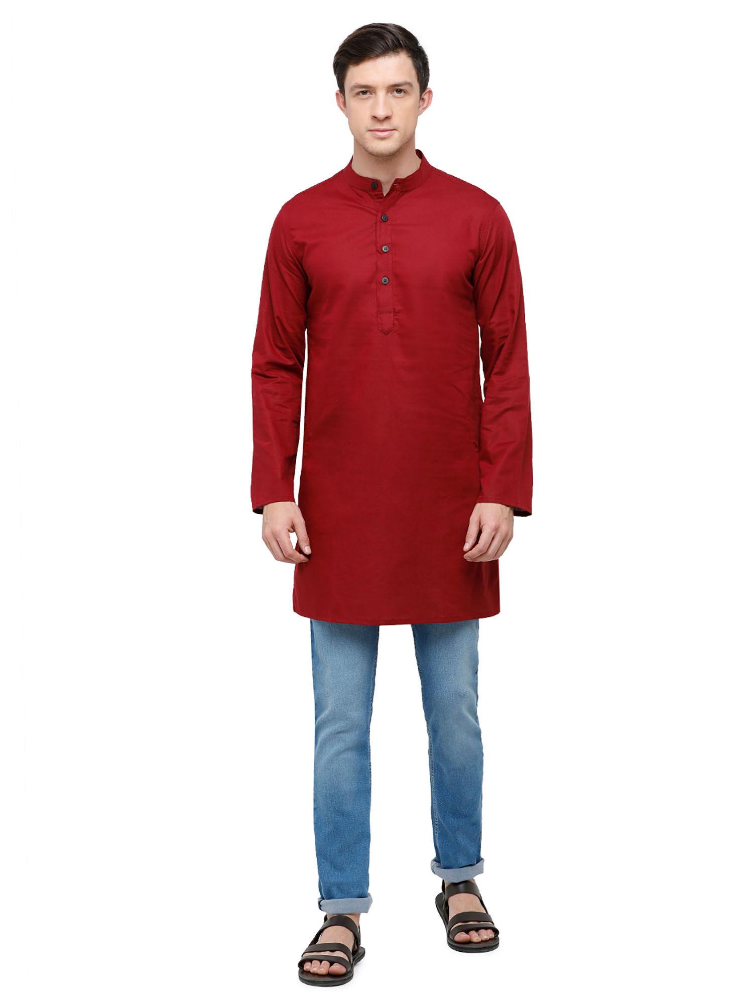 men's cotton linen mustard solid full sleeve kurta