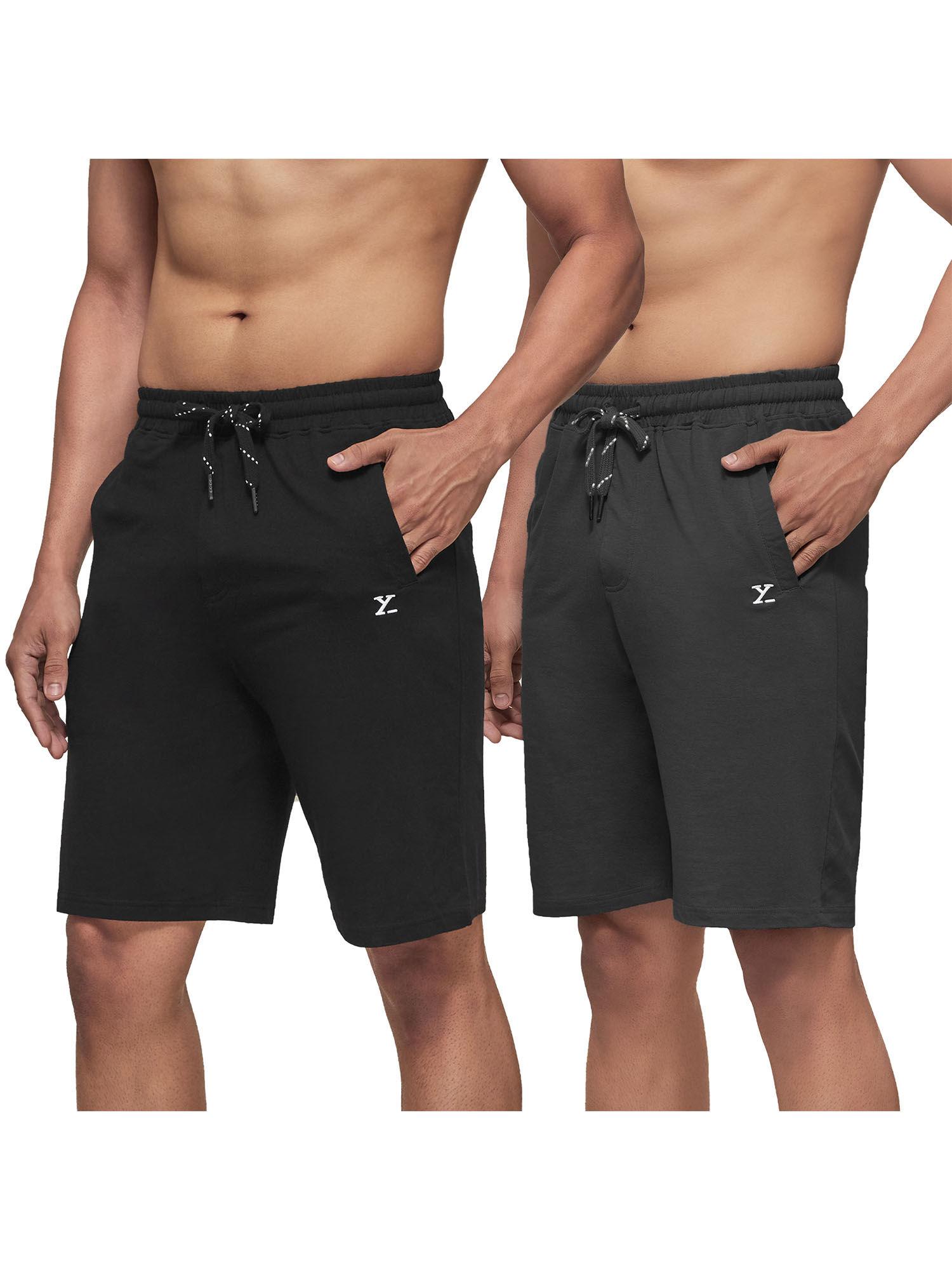 men's cotton modal solid ace lounge shorts (pack of 2)
