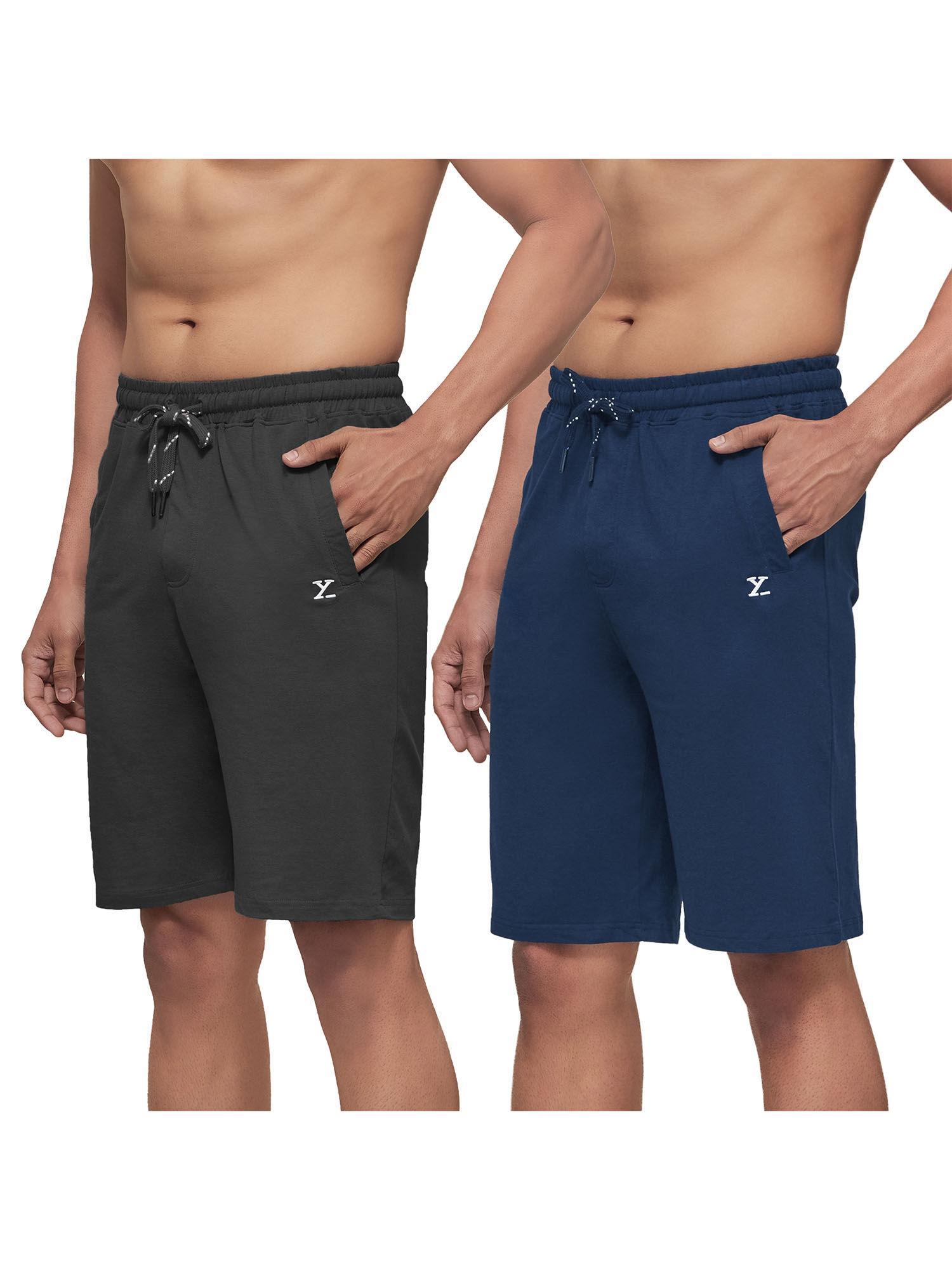 men's cotton modal solid ace lounge shorts (pack of 2)