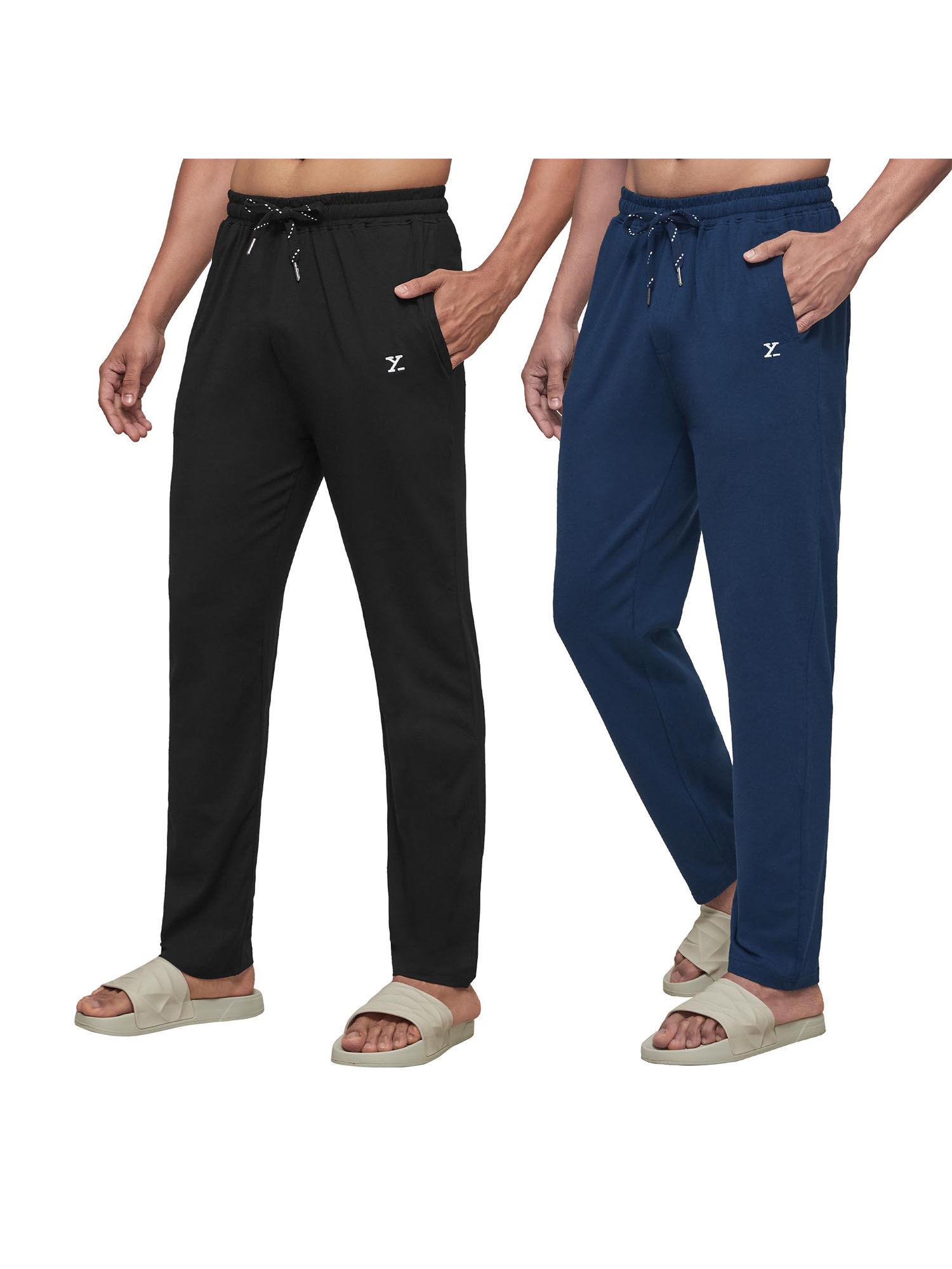 men's cotton modal solid ace track pant (pack of 2)