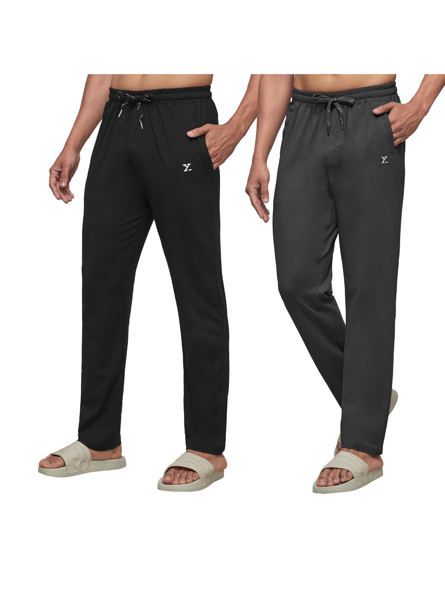 men's cotton modal solid ace track pant (pack of 2)