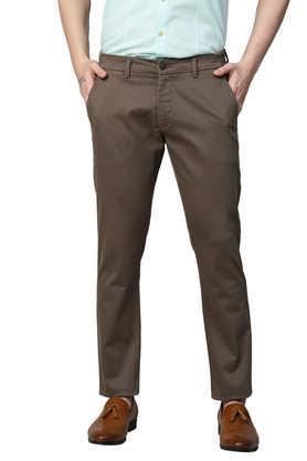 men's cotton stretch caribbean slim fit print trousers - olive