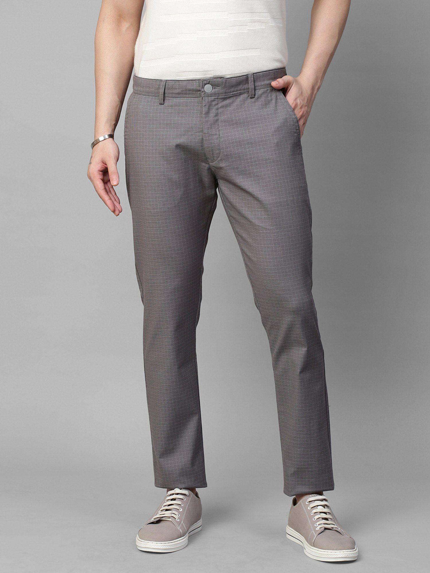 men's cotton stretch caribbean slim fit self design grey trousers