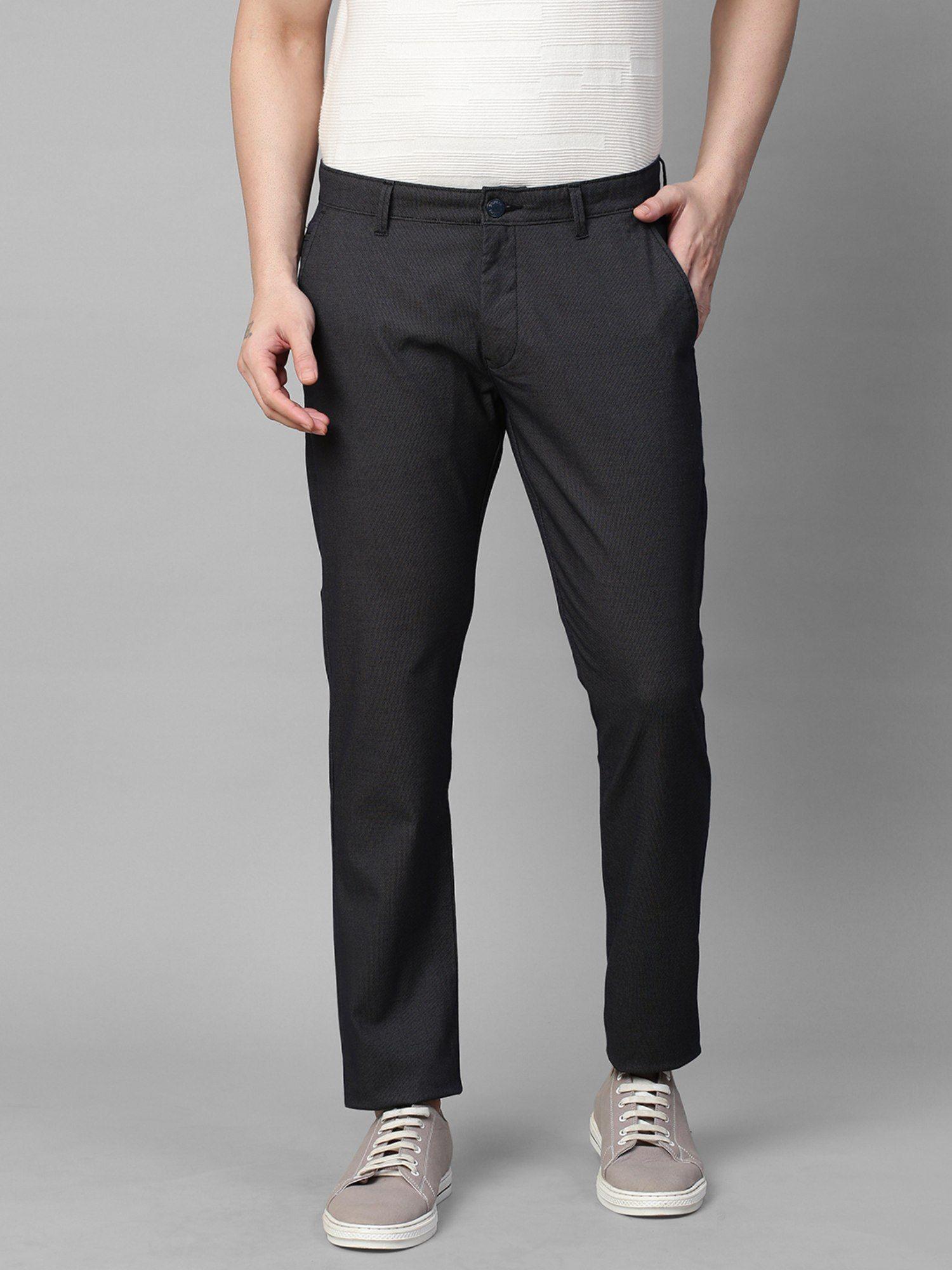 men's cotton stretch caribbean slim fit self design navy color trousers