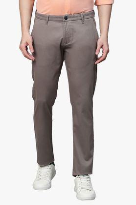 men's cotton stretch caribbean slim fit self design trousers - grey